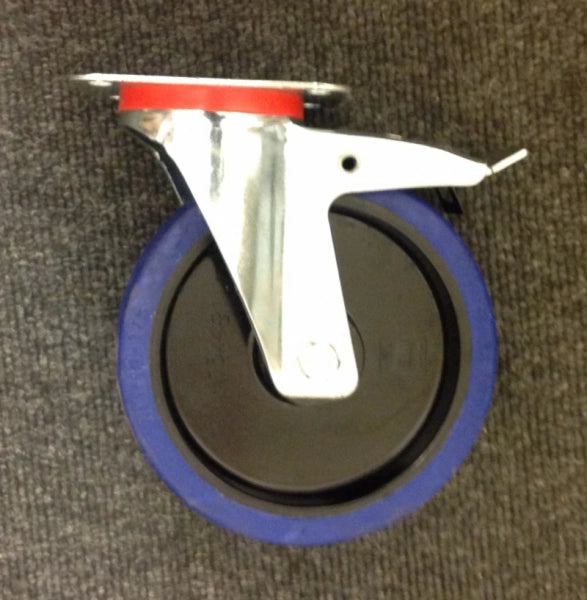 200 mm Blue Elastic Rubber Swivel Braked Castor