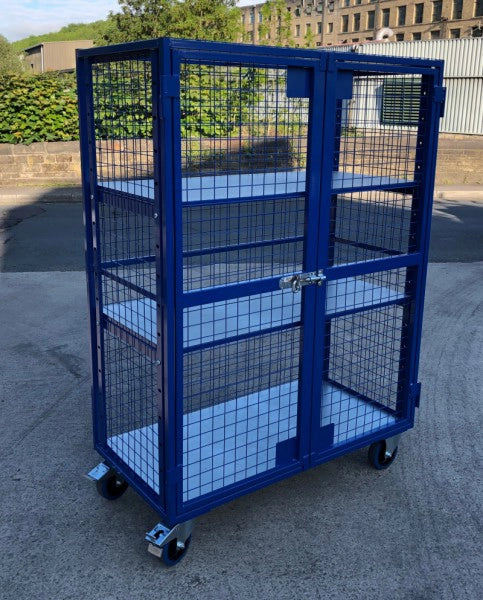 AMST1 - Adjustable Shelf, Lockable Mesh Trolley 1300 x 670 x 1800 mm