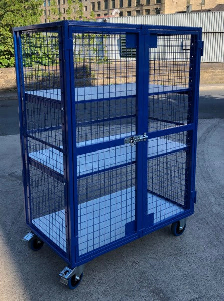 AMST2 - Adjustable Shelf, Lockable Mesh Trolley 1300 x 770 x 1800 mm