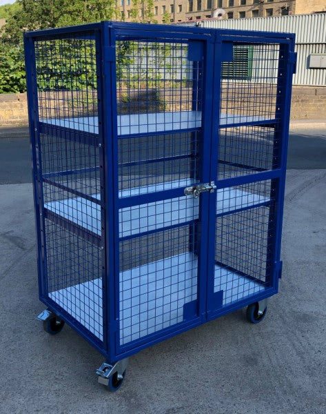 AMST3 - Adjustable Shelf, Lockable Mesh Trolley 1300 x 870 x 1800 mm