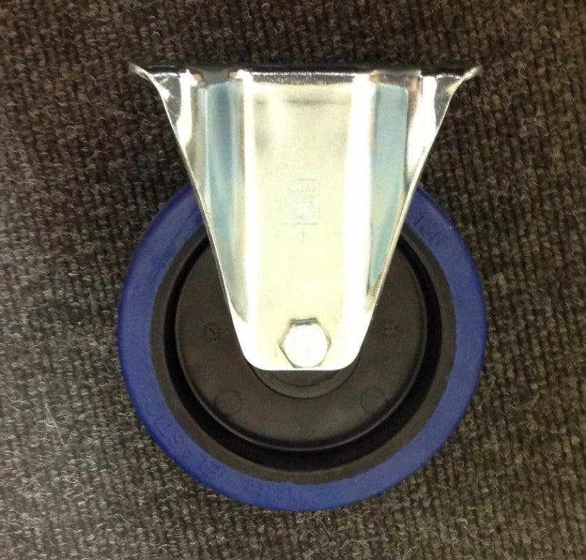 200 MM BLUE ELASTIC RUBBER FIXED CASTOR
