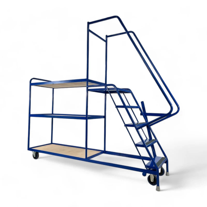 SOPT08 - Heavy Duty Stepped Order Picking Trolley, 5 Step, 3 Tier