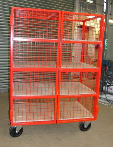 MST03 - Lockable Mesh Trolley, 4 Shelf