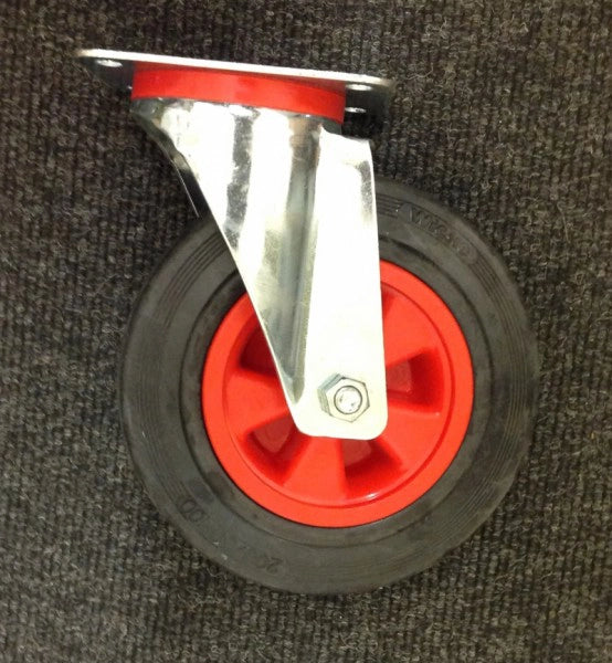 200 mm Black Rubber Swivel Castor
