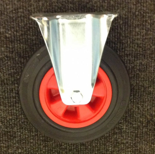 200 mm Black Rubber Fixed Castor